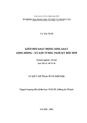 Luận văn biến đổi hoạt động sinh hoạt cộng đồng xã hội trong thời kỳ đổi mới