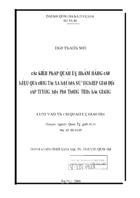 Luận văn các biện pháp quản lý nhằm nâng cao hiệu quả công tác xã hội hóa sự nghiệp giáo dục cấp trung học phổ thông tỉnh bắc giang