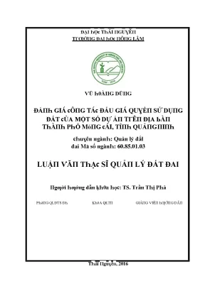 Luận văn đánh giá công tác đấu giá quyền sử dụng đất của một số dự án trên địa bàn thành phố móng cái tỉnh quảng ninh