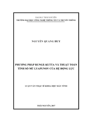Luận văn phương pháp runge kutta và thuật toán tính số mũ luyapunov của hệ động lực