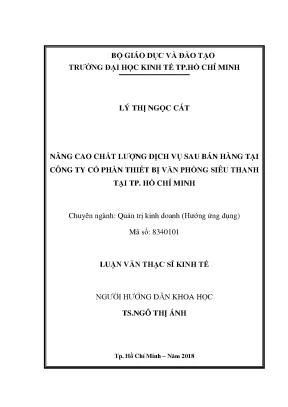 Luận văn nâng cao chất lượng dịch vụ sau bán hàng tại công ty cổ phần thiết bị văn phòng siêu thanh tại tp hồ chí minh