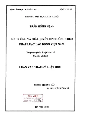 Luận văn thạc sĩ luật học đình công và giải quyết đình công theo pháp luật lao động việt nam