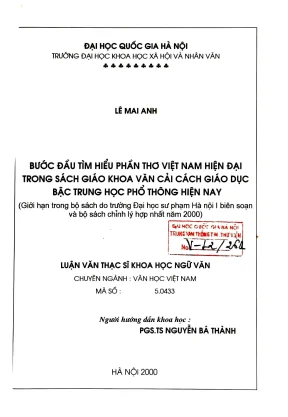 Luận văn thạc sĩ văn học bước đầu tìm hiểu phần thơ việt nam hiện đại trong sách giáo khoa văn cải cách giáo dục bậc trung học phổ thông hiện nay