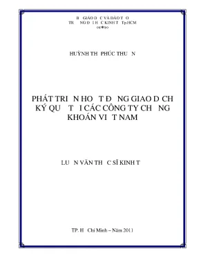 Luận văn phát triển hoạt động giao dịch ký quỹ tại các công ty chứng khoán việt nam luận văn thạc sĩ
