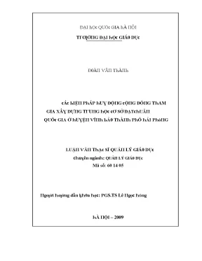 Luận văn các biện pháp huy động cộng đồng tham gia xây dựng trung học cơ sở đạt chuẩn quốc gia ở huyện vĩnh bảo thành phố hải phòng