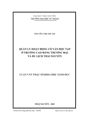 Luận văn quản lý hoạt động cố vấn học tập ở trường cao đẳng thương mại và du lịch thái nguyên