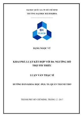 Luận văn thạc sĩ khoa học máy tính khai phá luật kết hợp với đa ngưỡng hỗ trợ tối thiểu