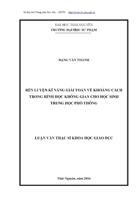 Luận văn rèn luyện kỹ năng giải toán về khoảng cách trong hình học không gian cho học sinh trung học phổ thông
