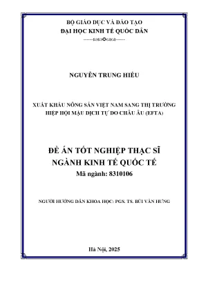 Luận văn thạc sĩ kinh tế quốc tế xuất khẩu nông sản việt nam sang thị trường hiệp hội mậu dịch tự do châu âu efta