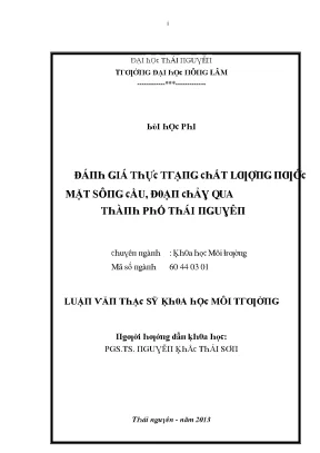 Luận văn đánh giá thực trạng chất lượng nước mặt sông cầu đoạn chảy qua thành phố thái nguyên