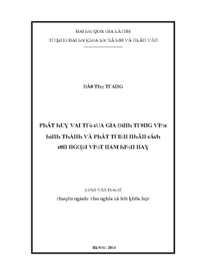 Luận văn phát huy vai trò của gia đình trong việc hình thành và phát triển nhân cáchn người việt nam hiện nay