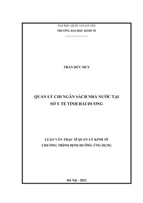 Luận văn thạc sĩ quản lý kinh tế quản lý chi ngân sách nhà nước tại sở y tế tỉnh hải dương