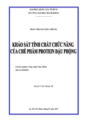 Luận văn thạc sĩ công nghệ thực phẩm khảo sát tính chất chức năng của chế phẩm protein đậu phộng