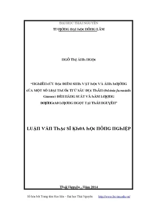 Luận văn nghiên cứu đặc điểm sinh vật học và ảnh hưởng của một số loại thuốc trừ sâu đục thân ostrinia furnacalis guenee đến năng suất và hàm lượng đường cao lương ngọt tại thái nguyên