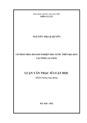 Luận văn thạc sĩ luật học cổ phần hóa doanh nghiệp nhà nước trên địa bàn tại tỉnh lai châu