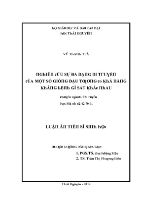 Luận văn nghiên cứu sự đa dạng di truyền của một số giống đậu tương có khả năng kháng bệnh gỉ sắt khác nhau