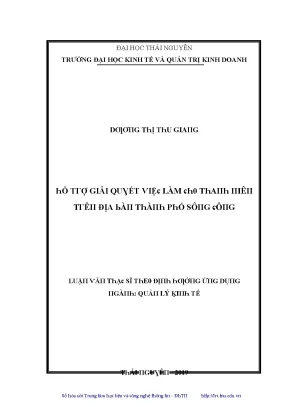 Luận văn hỗ trợ giải quyết việc làm cho thanh niên trên địa bàn thành phố sông công