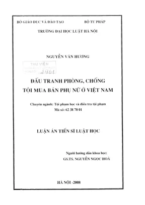Luận án tiến sĩ luật học đấu tranh phòng chống tội mua bán phụ nữ ở việt nam