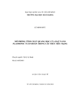 Luận văn thạc sĩ vật lý kỹ thuật mô phỏng tính chất quang học của hạt nano plasmonic tuần hoàn trong cấu trúc siêu mạng