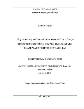 Luận văn xây dựng hệ thống bài tập theo chủ đề tổ hợp trong trường trung học phổ thông chuyên nhằm phát triển tư duy sáng tạo