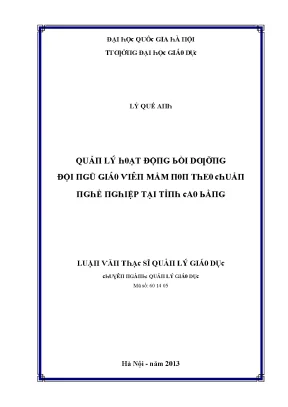 Luận văn quản lý hoạt động bồi dưỡng đội ngũ giáo viên mầm non theo chuẩn nghề nghiệp tại tỉnh cao bằng