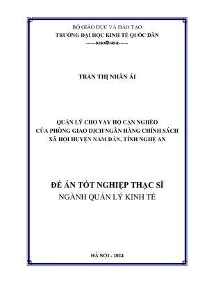Luận văn thạc sĩ quản lý kinh tế quản lý cho vay hộ cận nghèo của phòng giao dịch ngân hàng chính sách xã hội huyện nam đàn tỉnh nghệ an