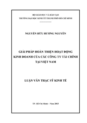Luận văn giải pháp hoàn thiện hoạt động kinh doanh của các công ty tài chính tại việt nam luận văn thạc sĩ