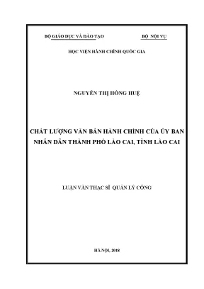 Luận văn thạc sĩ quản lý công chất lượng văn bản hành chính của ubnd thành phố lào cai tỉnh lào cai