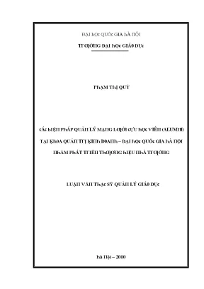 Luận văn các biện pháp quản lý mạng lưới cựu học viên alumni tại khoa quản trị kinh doanh đại học quốc gia hà nội nhằm phát triển thương hiệu nhà trường