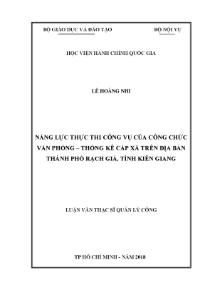 Luận văn thạc sĩ quản lý công năng lực thực thi công vụ của công chức văn phòng thống kê cấp xã trên địa bàn thành phố rạch giá tỉnh kiên giang