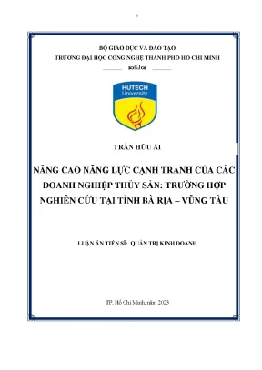 Luận văn nâng cao năng lực cạnh tranh của các doanh nghiệp thủy sản trường hợp nghiên cứu tại tỉnh bà rịa vũng tàu