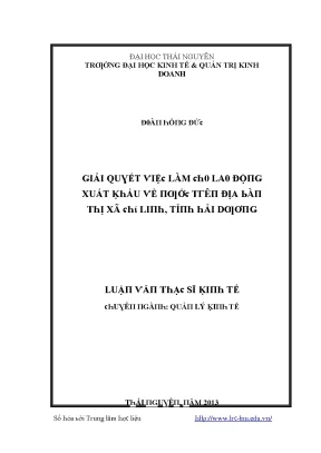 Luận văn giải quyết việc làm cho lao động xuất khẩu về nước trên địa bàn thị xã chí linh tỉnh hải dương