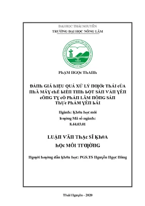 Luận văn đánh giá hiệu quả xử lý nước thải của nhà máy chế biến tinh bột sắn văn yên công ty cổ phần lâm nông sản thực phẩm yên bái