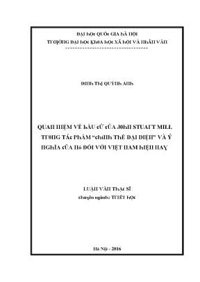 Luận văn quan niệm của john stuart mill về bầu cử trong tác phẩm chính thể đại diện và ý nghĩa của nó đối với việt nam hiện nay