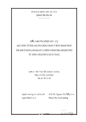 Luận văn các biện pháp quản lý chương trình bồi dưỡng giáo viên mầm non nhằm nâng cao chất lượng trong giai đoạn hiện nay