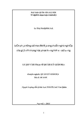 Luận văn biện pháp nâng cao mức độ đáp ứng chuẩn nghề nghiệp của giáo viên trung học phổ thông thị xã cao bằng