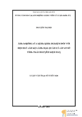 Luận văn ảnh hưởng của bệnh kinh nghiệm đối với đội ngũ cán bộ lãnh đạo quản lý cập cơ sở tỉnh thái nguyên hiện nay