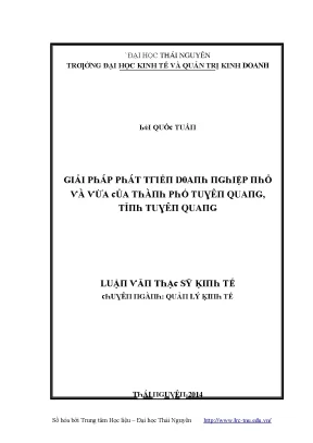 Luận văn giải pháp phát triển doanh nghiệp nhỏ và vừa của thành phố tuyên quang tỉnh tuyên quang