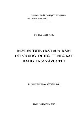 Luận văn một số tính chất của hàm lồi và ứng dụng trong bất đẳng thức và cực trị