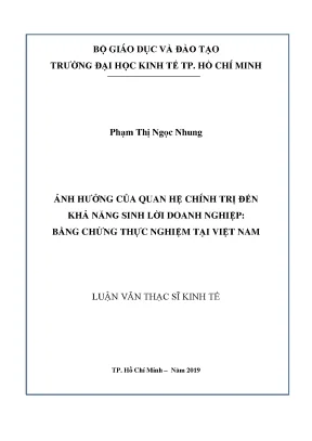 Luận văn ảnh hưởng của quan hệ chính trị đến khả năng sinh lời của doanh nghiệp bằng chứng thực nghiệm tại việt nam