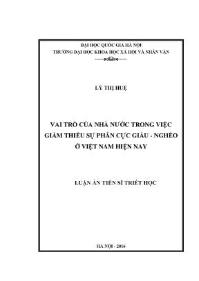 Luận án tiến sĩ vai trò của nhà nước trong việc giảm thiểu sự phân cực giàu nghèo ở việt nam hiên nay