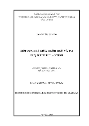 Luận văn mối quan hệ giữa ngôn ngữ và tư duy ở trẻ từ 1 3 tuổi
