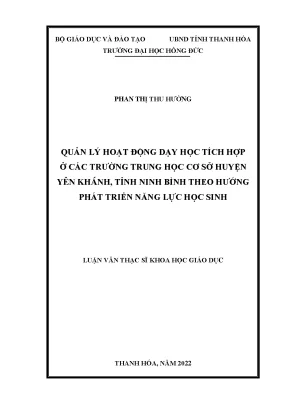 Luận văn quản lý hoạt động dạy học tích hợp ở các trường trung học cơ sở theo hướng phát triển năng lực học sinh