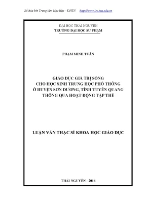 Luận văn giáo dục giá trị sống cho học sinh trung học phổ thông ở huyện sơn dương tỉnh tuyên quang