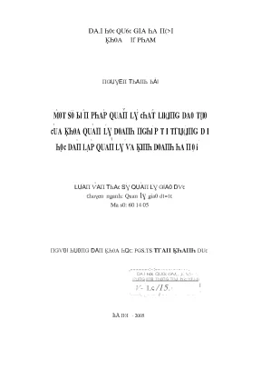 Luận văn một số biện pháp quản lý chất lượng đào tạo của khoa quản lý doanh nghiệp tại trường đại học dân lập quản lý và kinh doanh hà nội