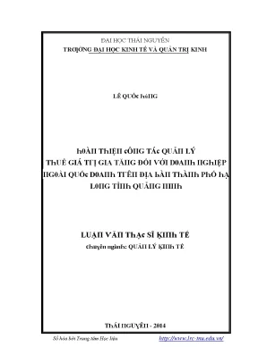 Luận văn hoàn thiện công tác quản lý thuế giá trị gia tăng đối với doanh nghiệp ngoài quốc doanh trên địa bàn thành phố hạ long tỉnh quảng ninh