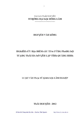 Luận văn nghiên cứu đặc điểm cấu trúc rừng phòng hộ trạng thái ii a hồ yên lập tỉnh quảng ninh