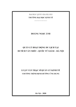 Luận văn quản lý hoạt động du lịch tại di tích văn miếu quốc tử giám hà nội