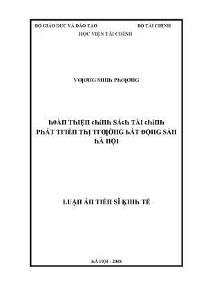 Luận văn hoàn thiện chính sách tài chính phát triển thị trường bất động sản hà nội