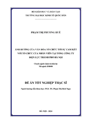 Luận văn thạc sĩ quản trị nhân lục ảnh hưởng của văn hóa tổ chức tới sự cam kết với tổ chức của nhân viên tại tổng công ty điện lực thành phố hà nội